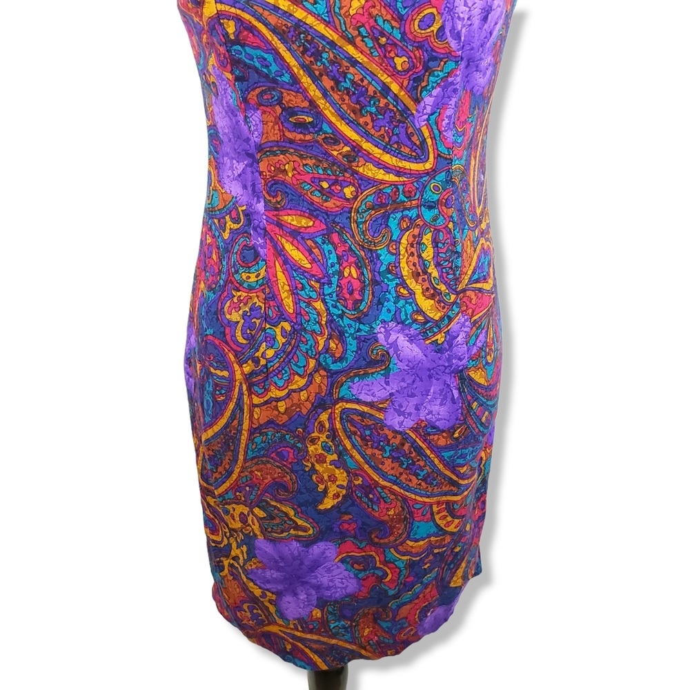 Vintage Multicolored Paisley Print Dress Size 9/10* - Picture 7 of 8
